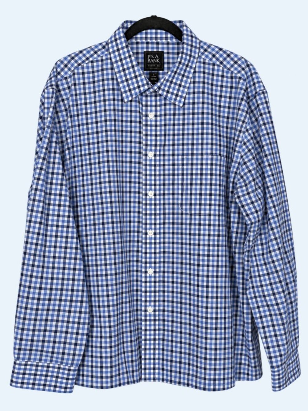 JOS. A. Bank long sleeve button down checked print tailored fit blue shirt XXL